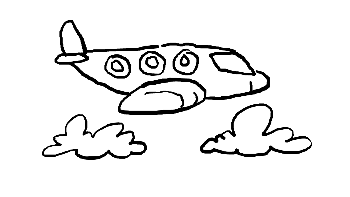 A playful drawing, in black line.