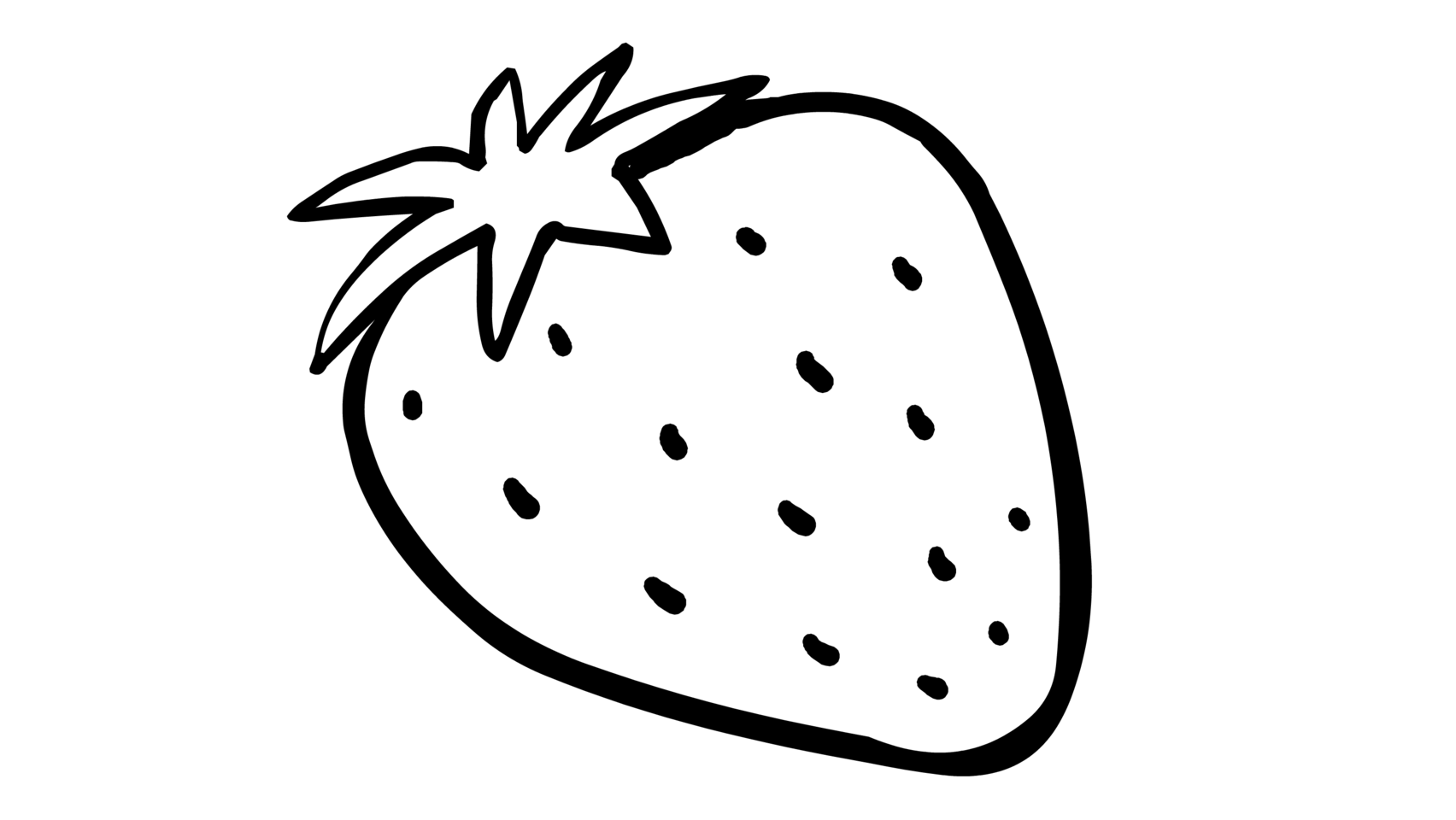 A strawberry, drawn in black line.